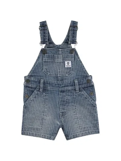 Timberland Babies' Logo-patch Dungarees In Blue