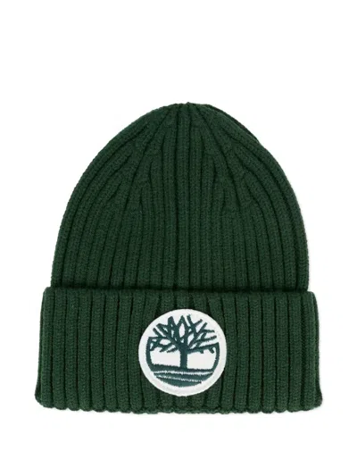 Timberland Kids' Logo-patch Ribbed Beanie In Black