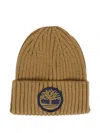 Timberland Logo-patch Ribbed Beanie In Brown