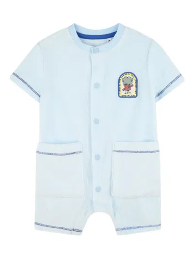 Timberland Babies' Logo-patch Rompers In Blue