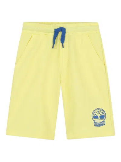 Timberland Logo-plaque Elastic-waist Shorts In Yellow