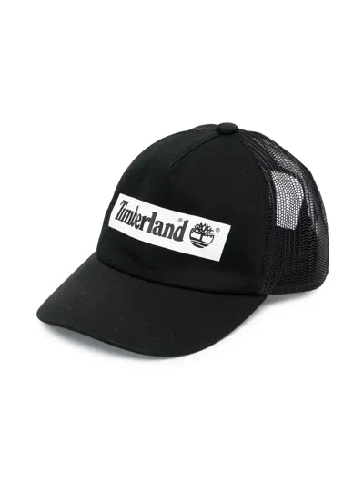 Timberland Logo Print Baseball Cap In Black