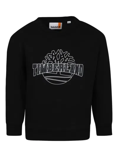 Timberland Kids' Logo-print Crew-neck Sweatshirt In Black