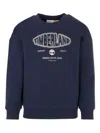Timberland Logo-print Crew-neck Sweatshirt In Blue