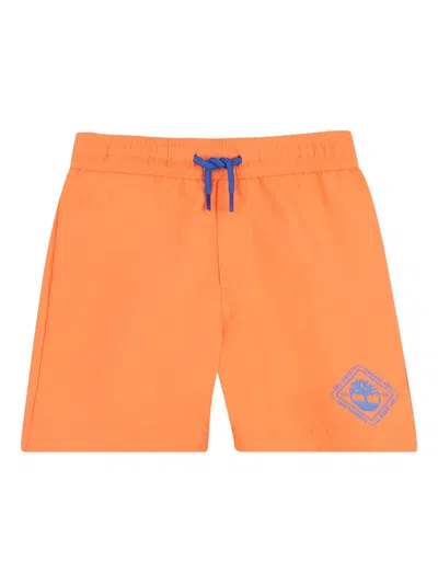 Timberland Logo-print Drawstring Swim Shorts In Orange