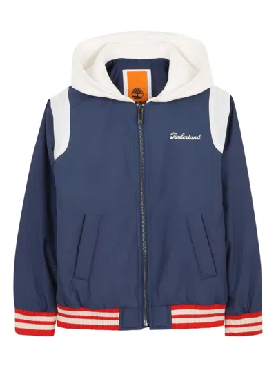 Timberland Kids' Logo-print Hooded Jacket In Blue