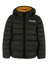 Timberland Logo-print Quilted Hooded Jacket In Black