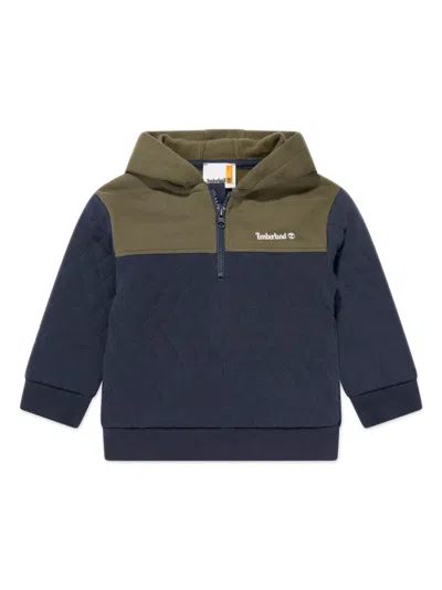 Timberland Kids' Logo-print Quilted Hoodie In Blue