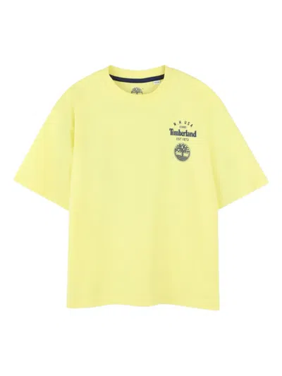 Timberland Kids' Logo-print Short-sleeves T-shirt In Yellow