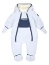 Timberland Light Blue Down Jacket For Baby Boy With Logo In Blue