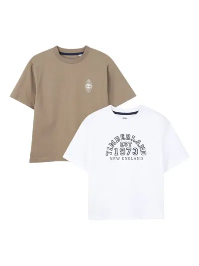 Timberland Kids' Logo-print T-shirt (pack Of Two) In Brown