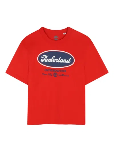 Timberland Kids' Logo-print T-shirt In Red