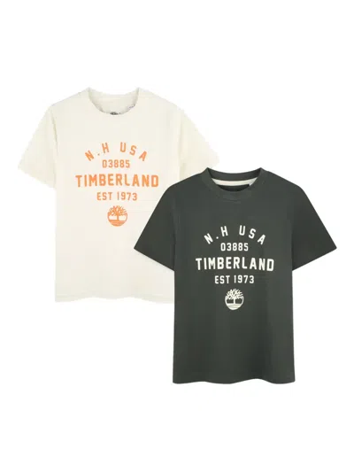 Timberland Kids' Logo-print T-shirts (pack Of Two) In White