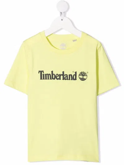 Timberland Kids' Logo-pront Cotton T-shirt In Yellow