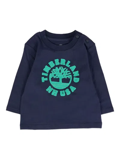 Timberland Babies' Logo-tree Long-sleeve T-shirt In Blue