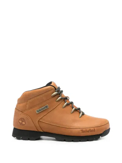 Timberland Logo-debossed Leather Ankle Boots In Orange