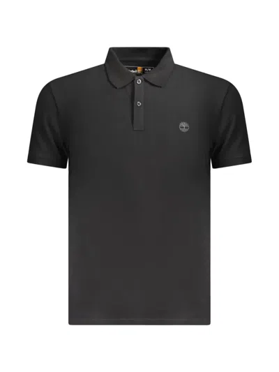 Timberland Logo-embroidered Cotton Polo Shirt In Black