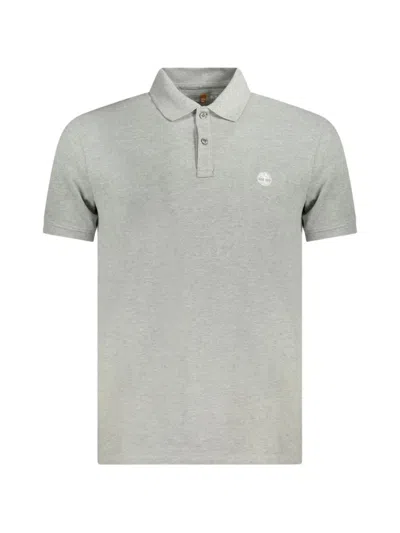 Timberland Logo-embroidered Cotton Polo Shirt In Gray