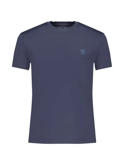 Timberland Logo-embroidered Cotton T-shirt In Blue