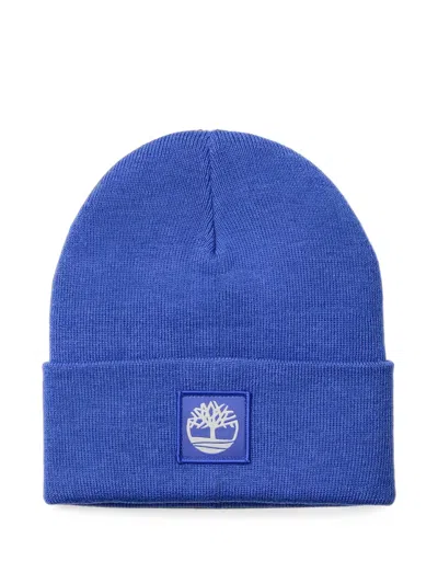 Timberland Logo-patch Beanie Hat In Blue