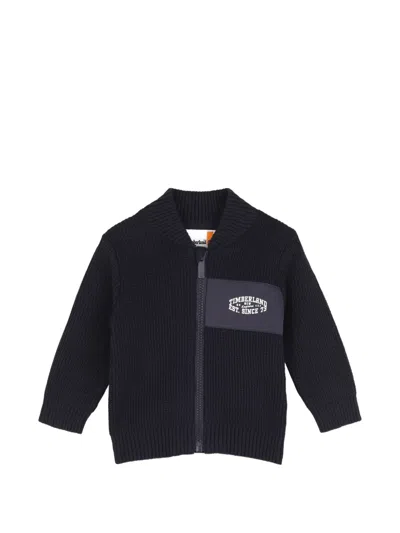 Timberland Babies' Logo-patch Zip-up Cardigan In Blue