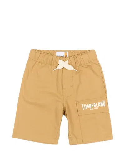 Timberland Kids' Logo-print Drawstring-waist Shorts In Brown