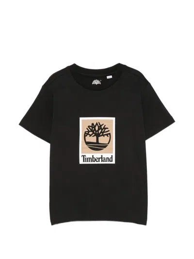 Timberland Kids' Logo-print Short-sleeve T-shirt In Black