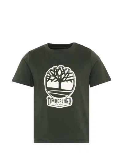 Timberland Kids' Logo-print Short-sleeve T-shirt In Green