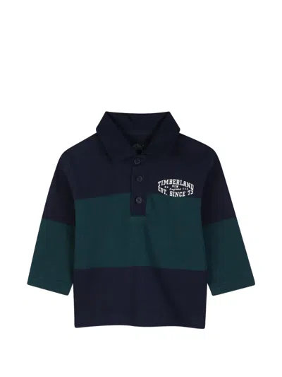 Timberland Babies' Logo-print Striped Polo Shirt In Blue