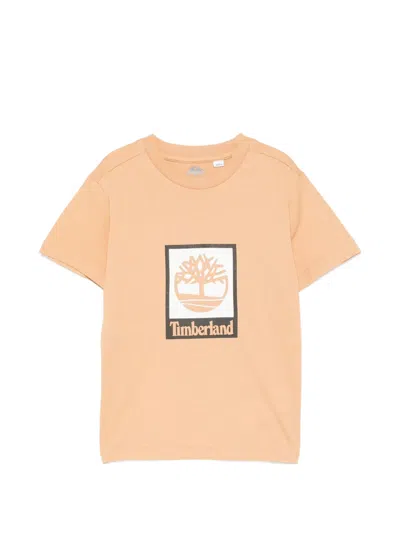 Timberland Kids' Logo-print T-shirt In Brown