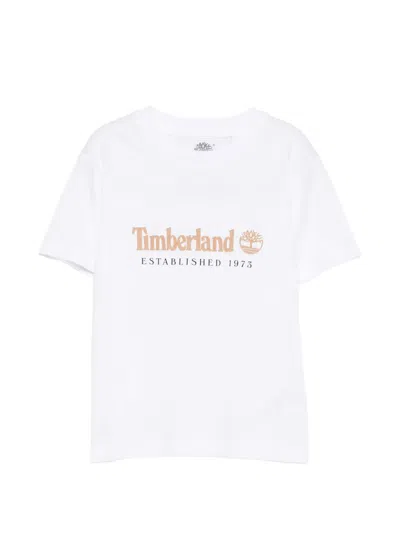 Timberland Kids' Logo-print T-shirt In White