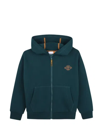 Timberland Kids' Logo-print Zip-up Hoodie In Blue