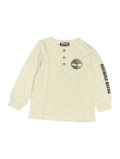 Pre-owned Timberland Kids' Long Sleeve Henley Shirt In White