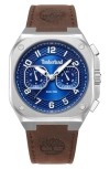 Timberland Mackinac Multifunction Chronograph Leather Strap Watch, 44mm X 25mm In Dark Brown