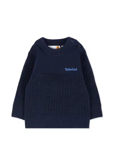 Timberland Babies' Maglione Blu Per Neonato Con Logo In Blue
