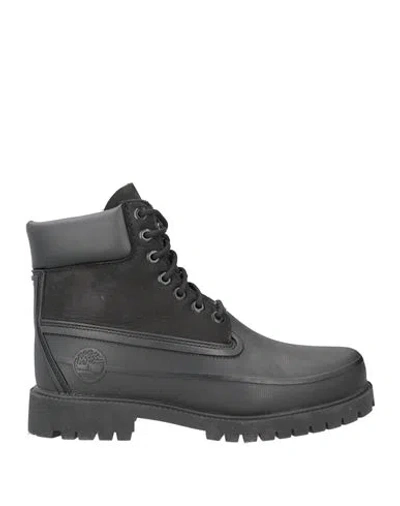 Timberland Man Ankle Boots Black Size 8.5 Leather, Rubber