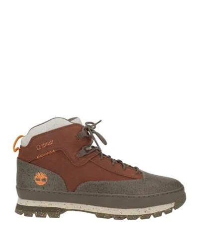 Timberland Man Ankle Boots Brown Size 10 Leather, Textile Fibers