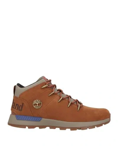 Timberland Man Ankle Boots Brown Size 8.5 Leather, Textile Fibers