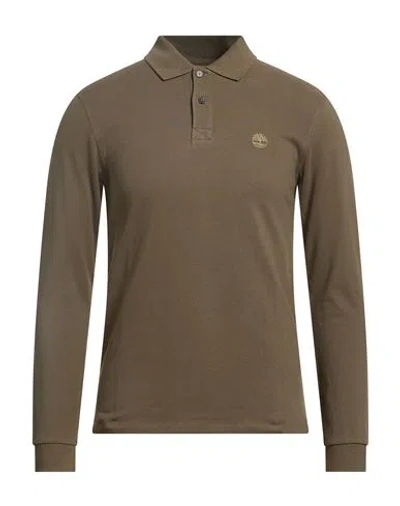 Timberland Man Polo Shirt Khaki Size S Cotton In Brown