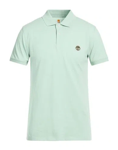 Timberland Man Polo Shirt Light Green Size M Cotton, Elastane