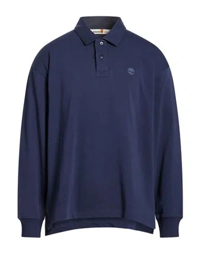 Timberland Man Polo Shirt Navy Size M Cotton, Polyester In Blue
