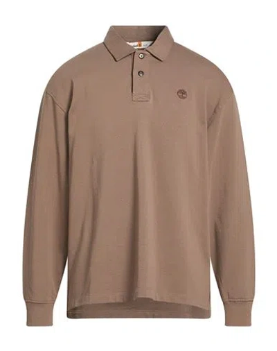 Timberland Man Polo Shirt Taupe Size S Cotton, Polyester In Brown