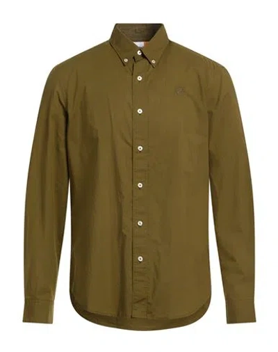 Timberland Man Shirt Military Green Size Xxl Cotton