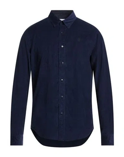 Timberland Man Shirt Navy Size Xl Cotton In Blue