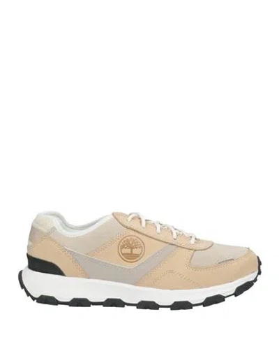 Timberland Man Sneakers Beige Size 8 Leather, Textile Fibers