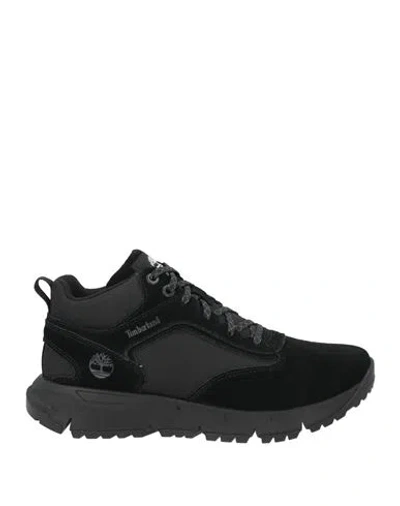 Timberland Man Sneakers Black Size 7.5 Leather, Textile Fibers