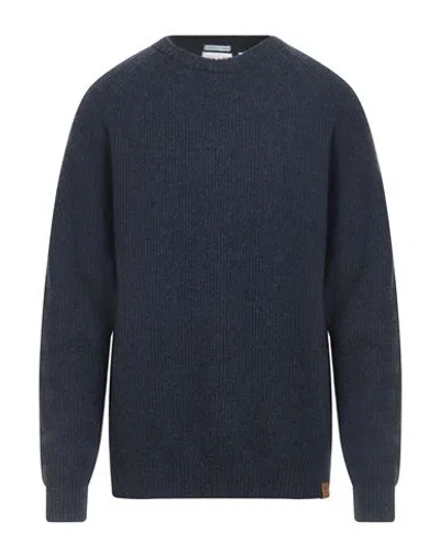 Timberland Man Sweater Navy Size Xxl Lambswool, Nylon In Blue