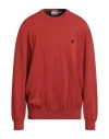Timberland Man Sweater Rust Size Xxl Cotton In Red