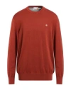 Timberland Man Sweater Rust Size Xxl Cotton In Burgundy