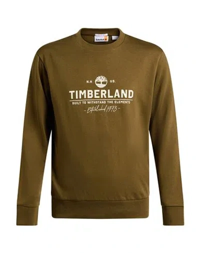 Timberland Man Sweatshirt Military Green Size Xxl Cotton, Polyester